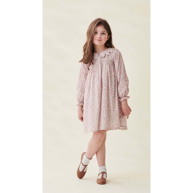 Catalina Long Puff Sleeve Smock Dress, Pink Floral - Dresses - 2