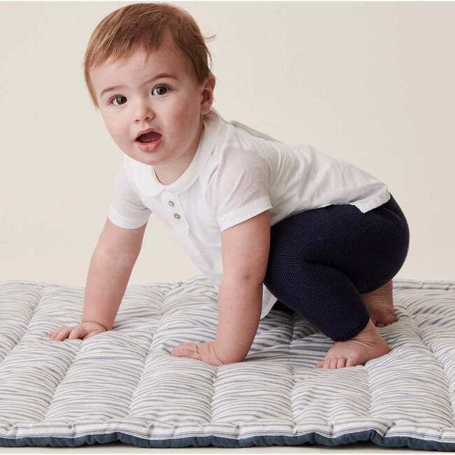 Fino Cotton Knit Trousers, Navy - Pants - 2