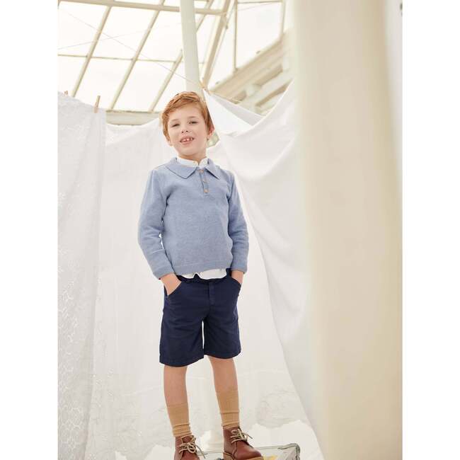 Brio Knit Collar Long Sleeve Jumper, Dusty Blue - Sweaters - 2