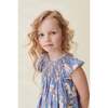 Dahlia Round Neck Smock Dress, Blue Floral - Dresses - 2