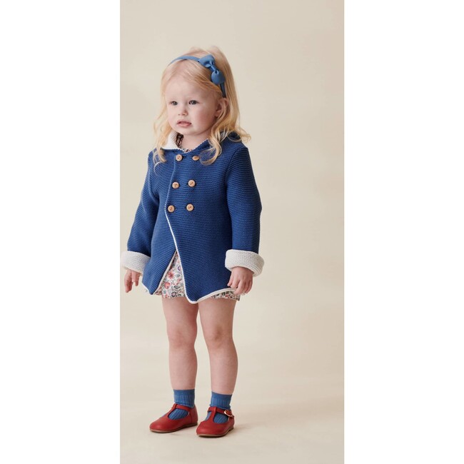 Desi Cotton Knitted Jacket, Blue - Coats - 2