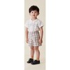 Carlina Short Sleeve Smock Set, Beige Check - Rompers - 1 - thumbnail
