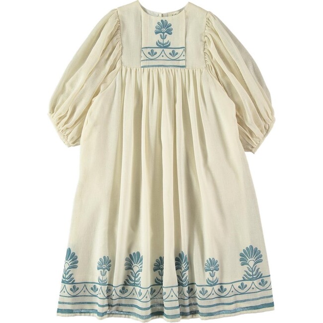 Selene Vertical Ornamental Border Dress, Tan