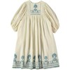 Selene Vertical Ornamental Border Dress, Tan - Dresses - 1 - thumbnail