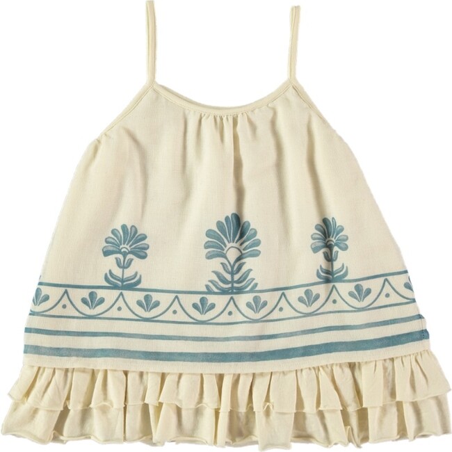 Milos Stripes Vertical Ornamental Border T-Shirt, White