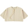 Iris Zip-Up Long Sleeve Waffle Jacket, Ecru - Jackets - 1 - thumbnail