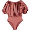 Hebe Russet Lycra Swimsuit, Tan - One Pieces - 1 - thumbnail