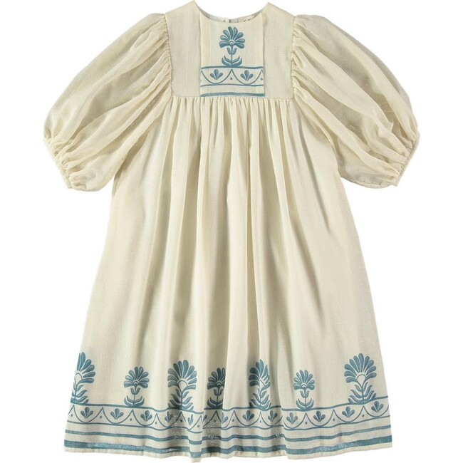Selene Vertical Ornamental Border Dress, Tan - Dresses - 3