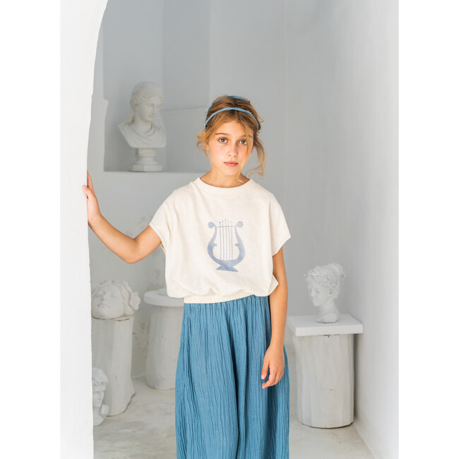 Orpheus Ecru Flame Knit T-Shirt, Blue - T-Shirts - 3