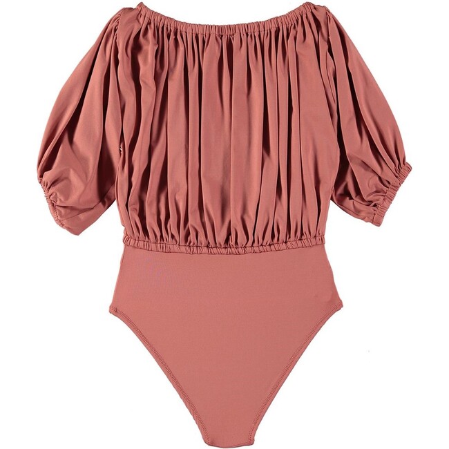 Hebe Russet Lycra Swimsuit, Tan - One Pieces - 2
