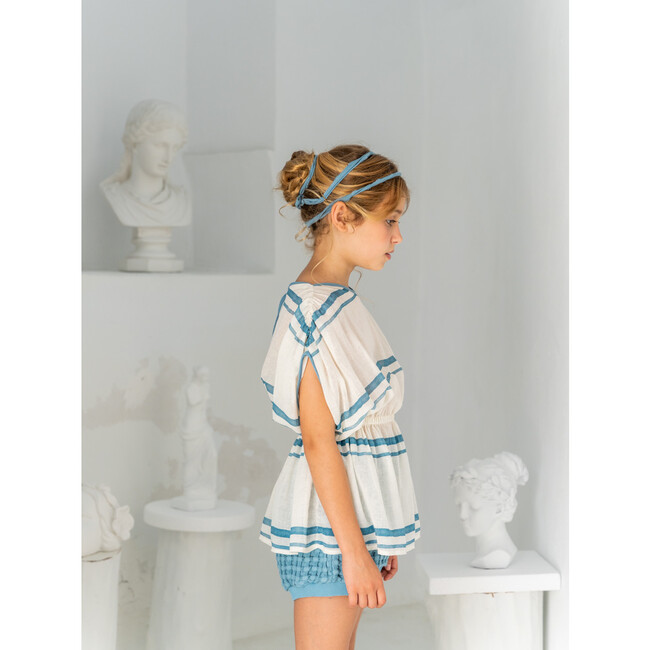 Pandora Double Stripe Blouse, Blue - Blouses - 4