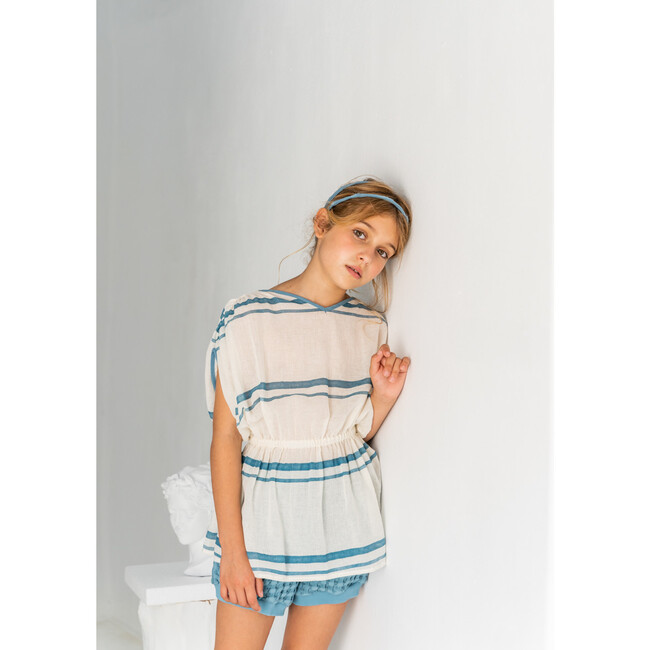 Pandora Double Stripe Blouse, Blue - Blouses - 5