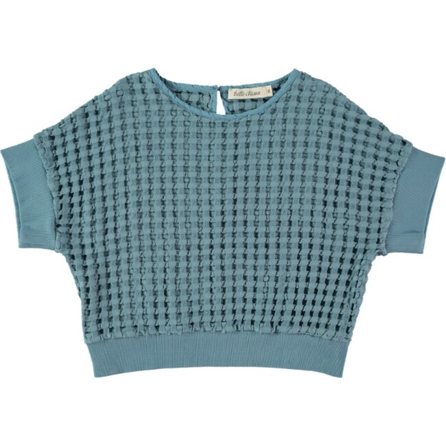 Delos Ribbed Short Sleeve Egeo Waffle Sweatshirt, Blue