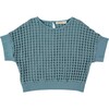 Delos Ribbed Short Sleeve Egeo Waffle Sweatshirt, Blue - Sweatshirts - 1 - thumbnail