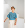 Delos Ribbed Short Sleeve Egeo Waffle Sweatshirt, Blue - Sweatshirts - 4