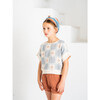 Delos Patchwork Short Sleeve Wide Sweatshirt, Blue - Sweatshirts - 3