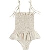 Athena Lycra Smocked Ruffle Waist Swimsuit, Beige - One Pieces - 2