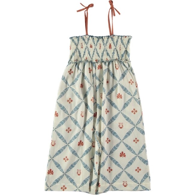 Aegean Laurel Diamond Wide Cut Smock Jumpsuit, Multicolors - Rompers - 3