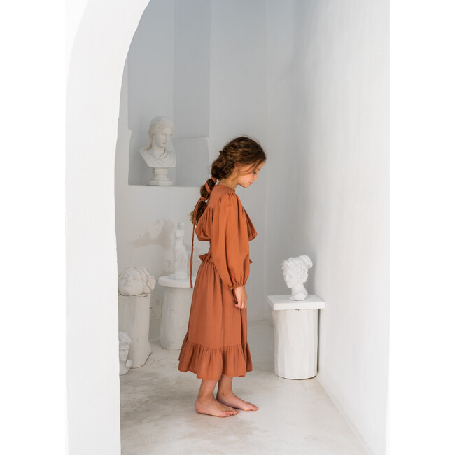 Clio Russet Bolero Wide Yoke Puff Sleeve Blouse, Tan - Blouses - 8