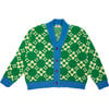 Flower Chain Cardigan, Bright Green - Cardigans - 1 - thumbnail