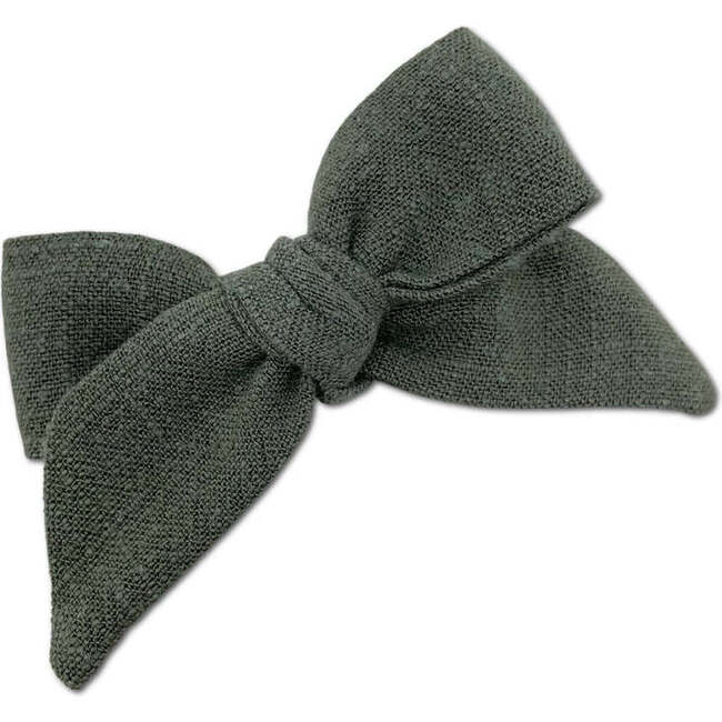 Hand-Tied Alligator Clip Bow, Olive - Hair Accessories - 1