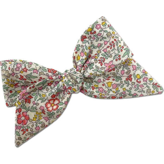 Liberty of London Baby Tied Alligator Clip Bow, Coral Floral - Hair Accessories - 1