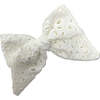 Hand-Tied Eyelet Bow, White - Hair Accessories - 1 - thumbnail