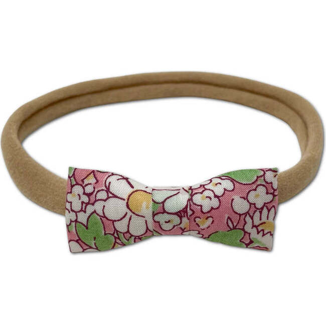 Itty Bitty Liberty of London Bow Headband, Pink Daisies - Hair Accessories - 1