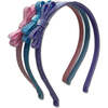 Glitter Velvet Ribbon Lined Bar Clip Headbands Trio Set, Pink, Blue And Purple - Hair Accessories - 1 - thumbnail
