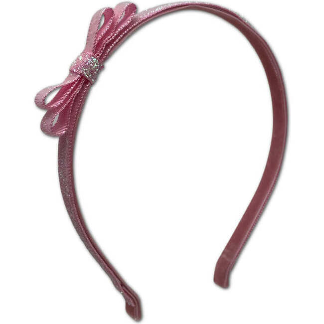 Glitter Velvet Ribbon Lined Bar Clip Headbands Trio Set, Pink, Blue And Purple - Hair Accessories - 3