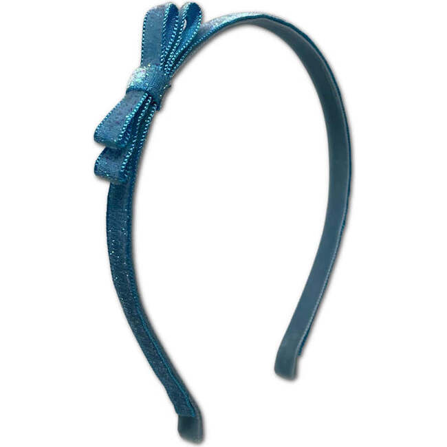 Glitter Velvet Ribbon Lined Bar Clip Headbands Trio Set, Pink, Blue And Purple - Hair Accessories - 4