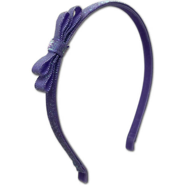 Glitter Velvet Ribbon Lined Bar Clip Headbands Trio Set, Pink, Blue And Purple - Hair Accessories - 5