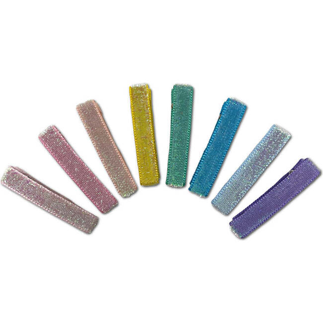 Glitter Velvet Alligator Bar Clips Bundle Set, Multicolors - Hair Accessories - 1