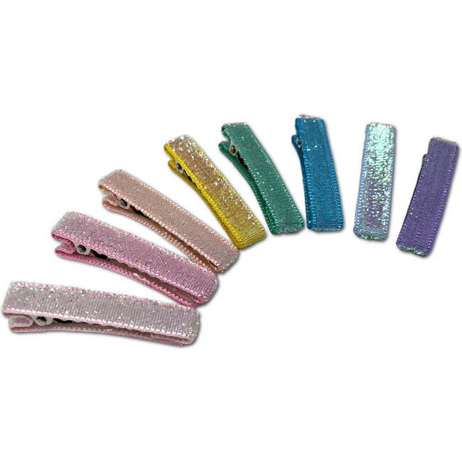 Glitter Velvet Alligator Bar Clips Bundle Set, Multicolors - Hair Accessories - 4