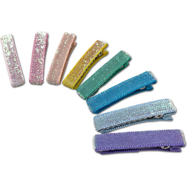 Glitter Velvet Alligator Bar Clips Bundle Set, Multicolors - Hair Accessories - 5