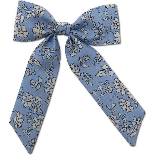 Classic Liberty of London Alligator Clip Long Tail Bow, Periwinkle Floral