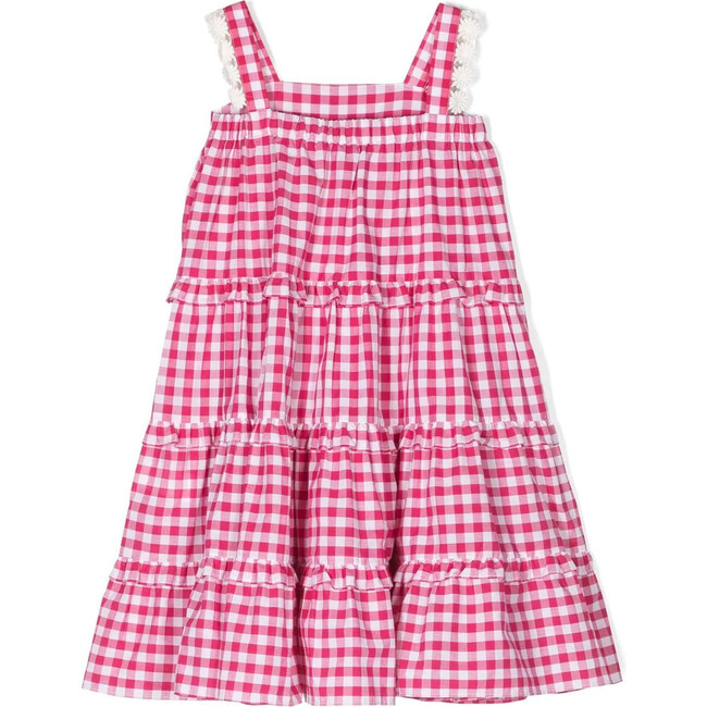 Daisy Embroidered Picnic Dress, Red - Dresses - 2