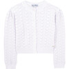 Openwork Knit Cotton Cardigan, White - Cardigans - 1 - thumbnail