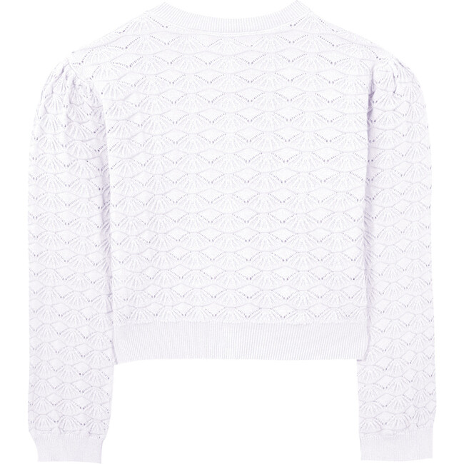 Openwork Knit Cotton Cardigan, White - Cardigans - 2