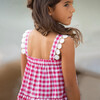 Daisy Embroidered Picnic Dress, Red - Dresses - 4