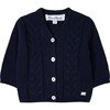 Classic Knit Button-Down Baby Cardigan, Navy - Cardigans - 1 - thumbnail