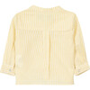Striped Mandarin Collar Baby Shirt, White And Lemon - Shirts - 2 - thumbnail