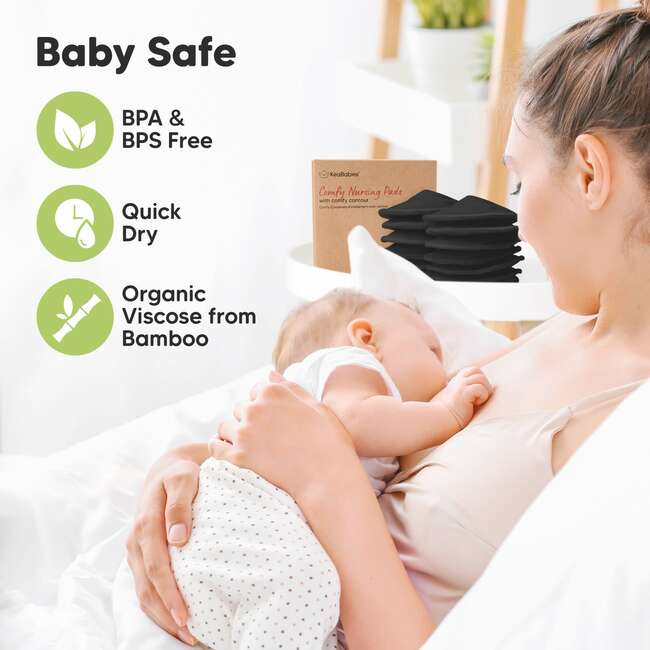 Women's Comfy Organic Nursing Pads, Midnight Black - Breastfeeding Support - 5