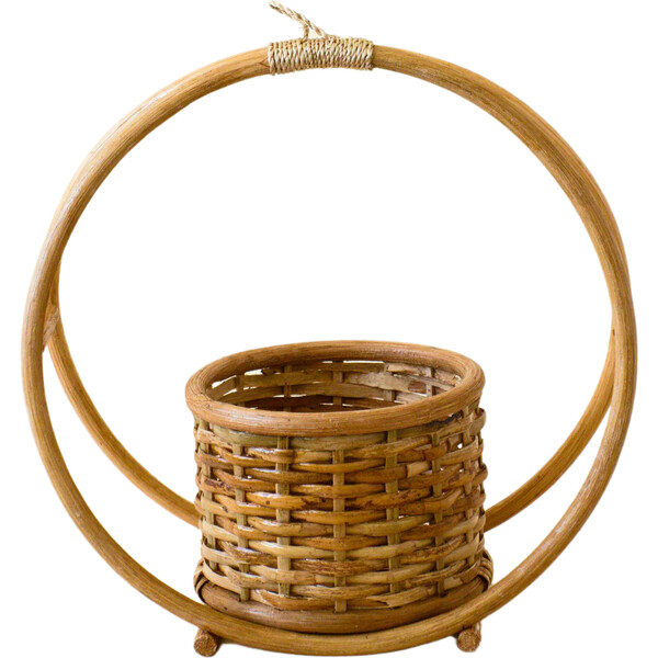 Rattan Round Hanging Planter, Natural LIKHA Accents