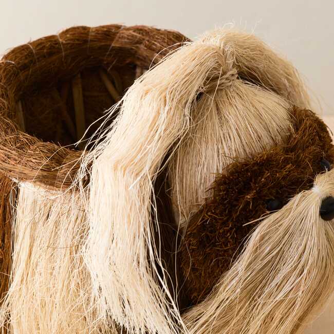 Shih Tzu Animal Planter, White & Brown - Planters - 2