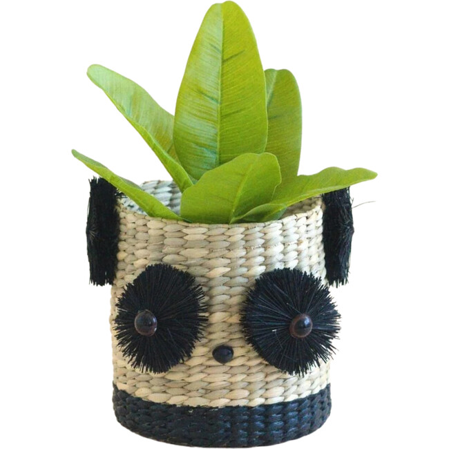 Panda Basket Planter, Natural & Black