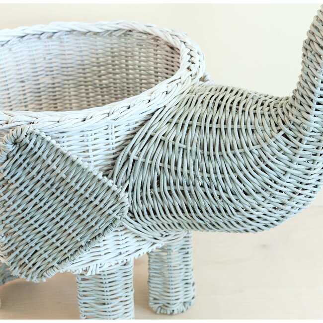 Rattan Elephant Basket, White & Grey Two-Tone - Planters - 2