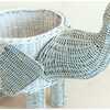 Rattan Elephant Basket, White & Grey Two-Tone - Planters - 2 - thumbnail