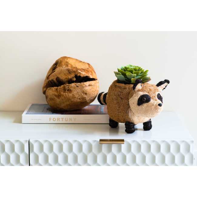 Raccoon Animal Planter, White & Black - Planters - 2