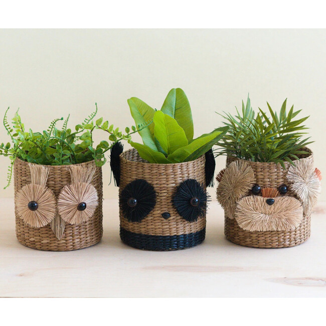 Owl Basket Planter, Natural - Planters - 2